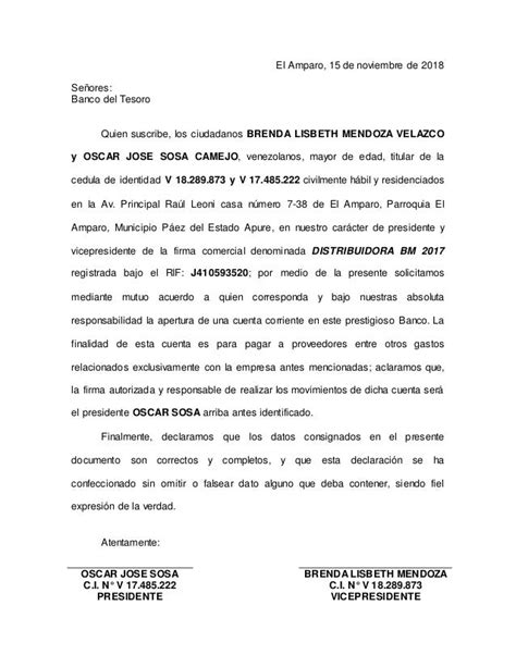 Modelo De Carta De Apertura De Cuenta