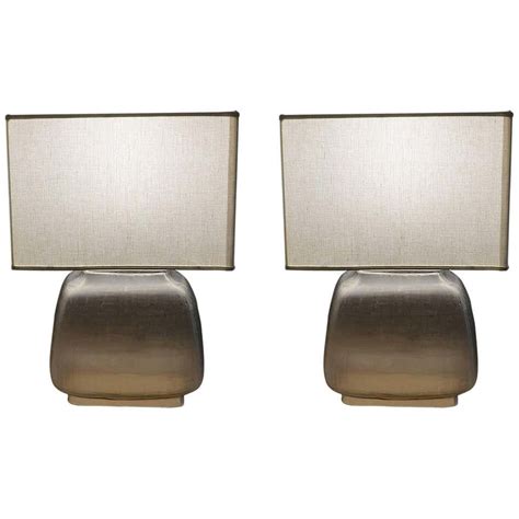 Pair of Grey Glass Table Lamps at 1stDibs