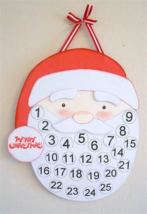 Santa Face Shaped Printable Christmas Calendar Countdown 2014 December