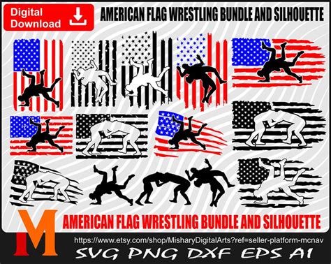 American Flag Wrestling Bundle Wrestling Svg Patriotic Us Etsy