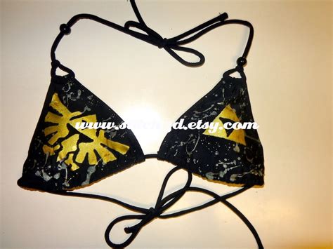 Black Legend Of Zelda Triforce Splatter Swimsuit Bikini Etsy