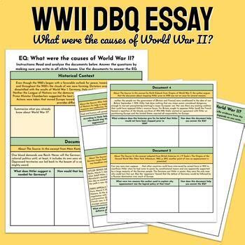 What Were The Causes Of World War II A World War Two WWII DBQ Activity