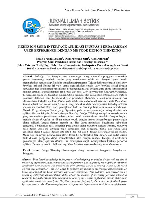 Pdf Redesign User Interface Aplikasi Ipusnas Berdasarkan User Experience Dengan Metode Design