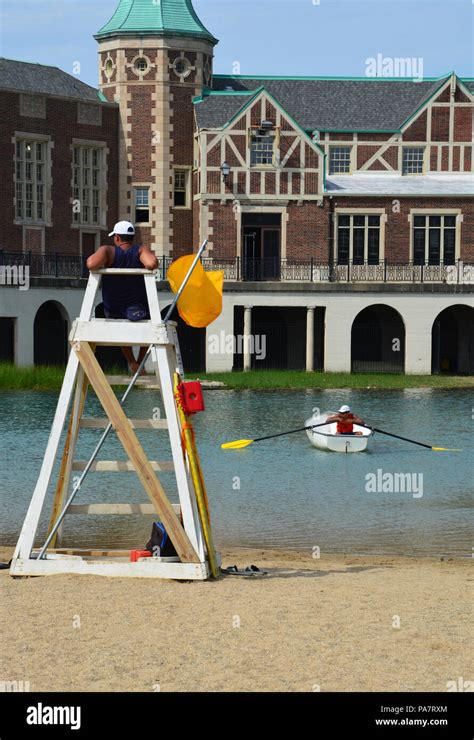 The Inland Lagoon Beach And Historic Boathouse In Chicagos West Side