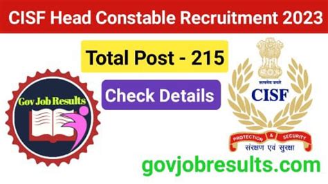 Cisf Head Constable Recruitment 2023 Apply Online For 215 Posts Check