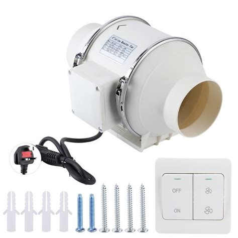 Ventilateur en ligne à haut rendement Pwshymi Blanc ABS PP 4in