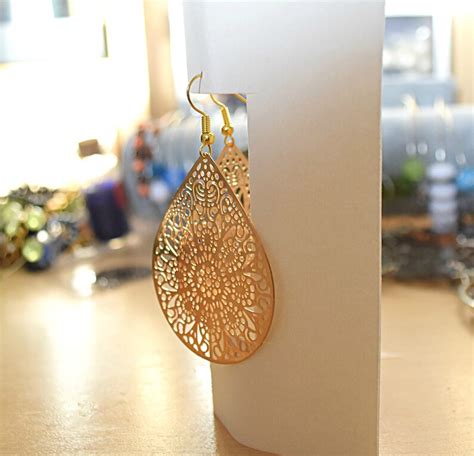 Golden Earrings Made With Beautiful Golden Brass Charms Etsy