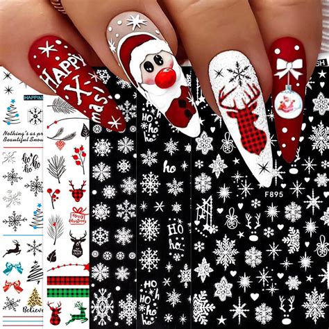 JMEOWIO Nagelsticker Weihnachten 9 Blatt Nagelaufkleber Selbstklebend