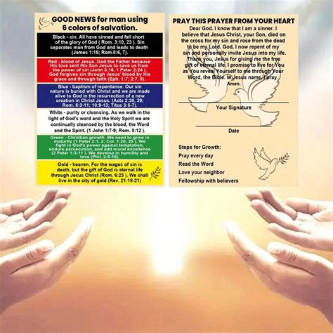 50pcs Gospel Tract Card Salvation Cards Pocket Holy Postcards Prayer