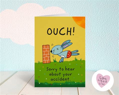 Get Well Soon Accident Card In Hospital Card Sympathy Card Etsy Uk