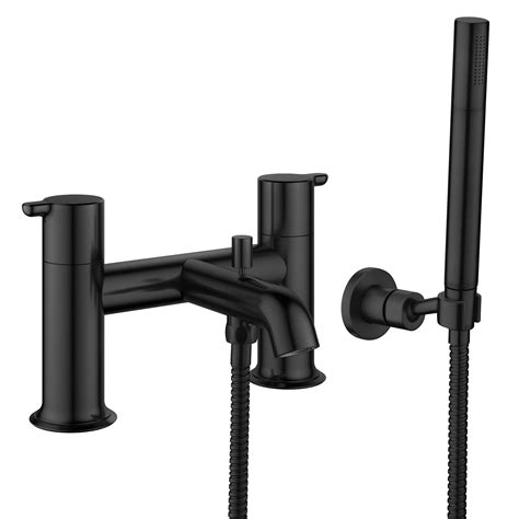 Moonlight 2 Hole Deck Mounted Bath Shower Mixer Matt Black Flova Brassware