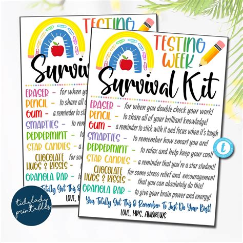 Testing Survival Kit Printable Tag, School Exam WeekDefault Title en