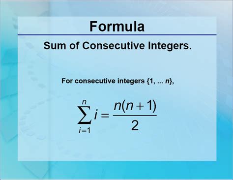 Formulas Sum Of Consecutive Integers Media4Math