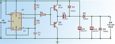 Conversor DC DC Simples Usando 555 Timer IC 7 5 35V Cap Sistema