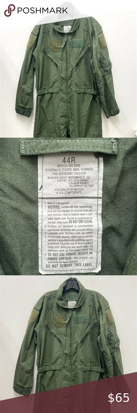 Genuine Us Air Force Green Nomex Fire Resistant Flight Suit Cwu P