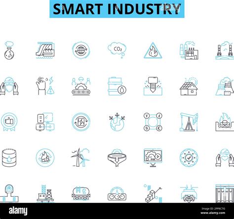 Smart Industry Linear Icons Set Automation Robotics Iot Artificial