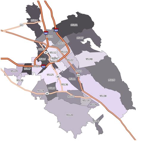 San Jose Zip Code Map - GIS Geography