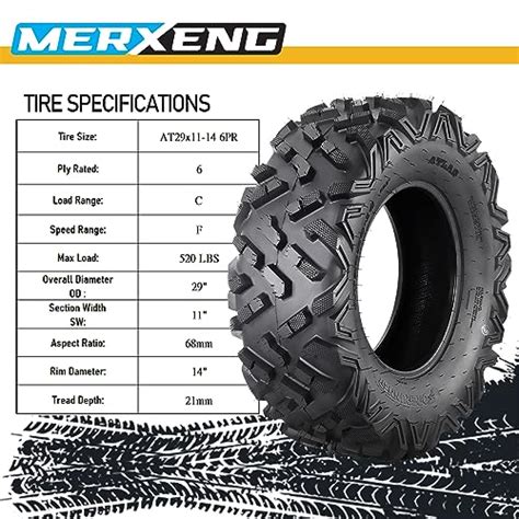 Set Of 4 MERXENG ATV UTV All Terrain Tires 29x11x14 6PR And 29x9x14 6PR