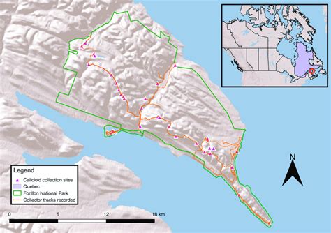 1. Location of the collection sites in Forillon National Park, and of ...