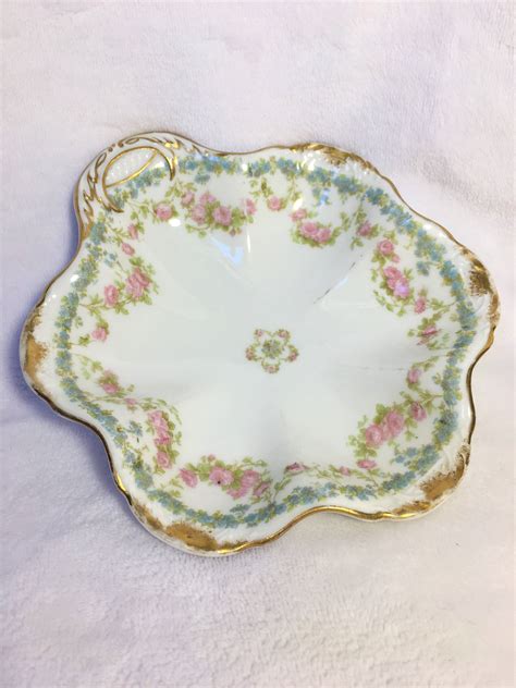 Pink Rose Haviland Limoges Floral Dish Etsy Floral Dishes Floral