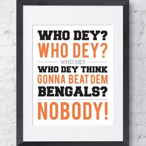 Who Dey Bengals Chant Cincinnati Super Bowl Printable Download black ...