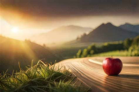 The Apple Apple Nature Landscape Mountains Sunset Hd Wallpaper Ai