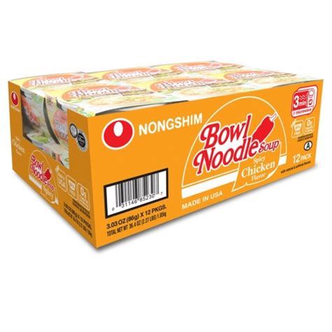 Nong Shim Bowl Noodle Soup Spicy Chicken 12cup Box