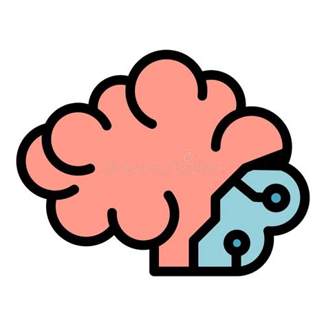 Vector De Contorno De Color De Icono Cerebral Discapacitado Ilustración