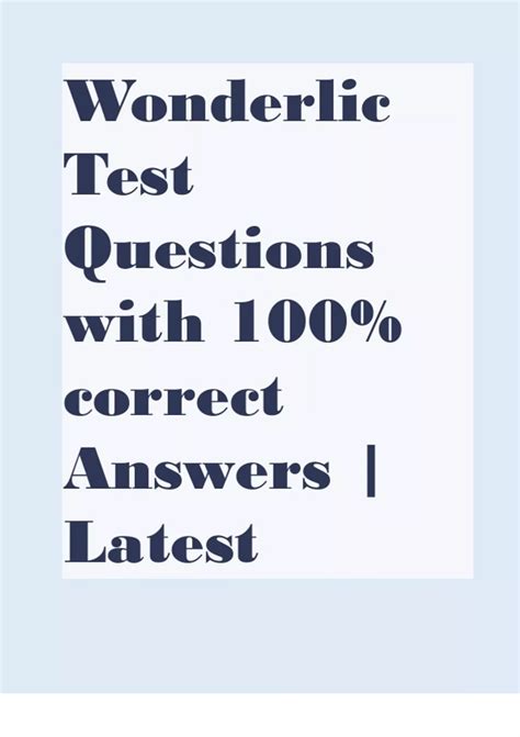 Wonderlic Practice Test With Answers Wonderlic Test Practice