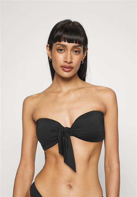 Seafolly Collective Twist Tie Front Bandeau Bikini Top Black