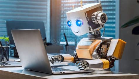 Modern Robot Working In A Modern Office AI Generated Stock