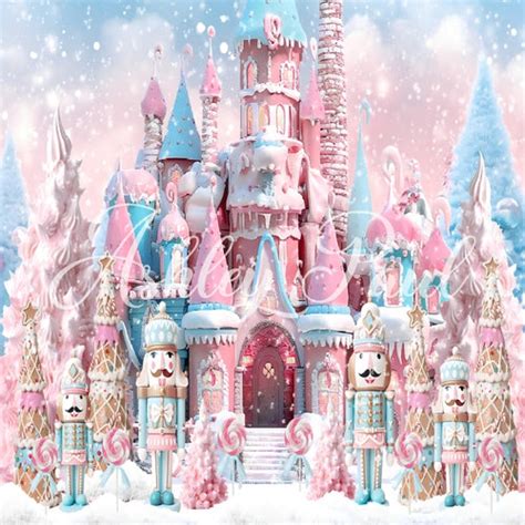 Kate Winter Christmas Pink Nutcracker Castle Backdrop For Photography