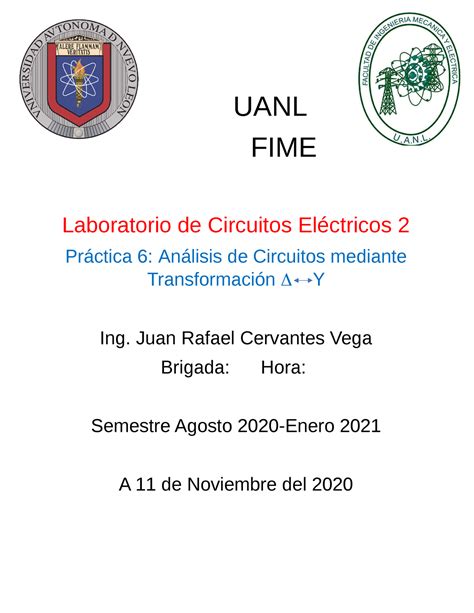 Lab Circuito 2 Pr Ctica 6 UANL FIME Laboratorio De Circuitos