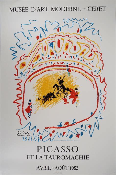 After Pablo Picasso Bullfight The Arena Vintage Lithograph Exhibition Poster Mourlot At