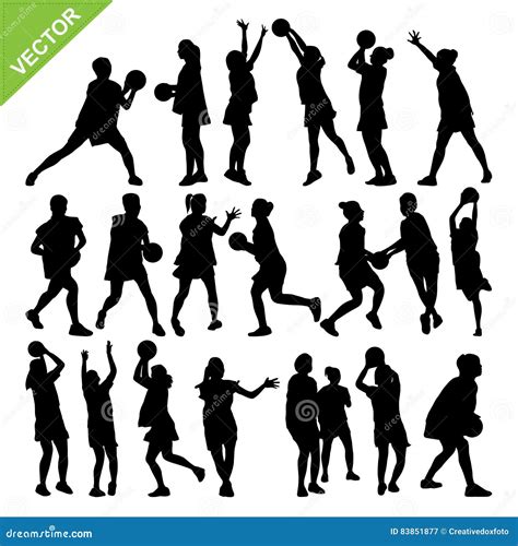 Netball Player Silhouettes Vector 83851877