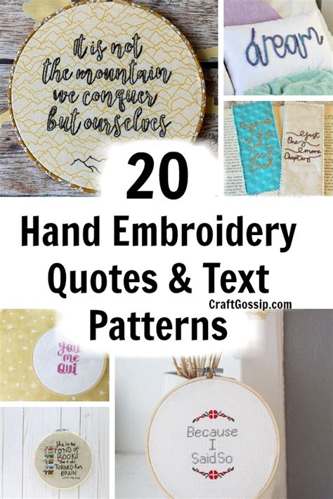 20 Hand Embroidery Quote Patterns – Needle Work