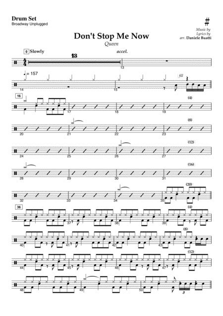 Dont Stop Me Now Arr Daniele Buatti By Queen Sheet Music For Drums At Sheet Music Direct