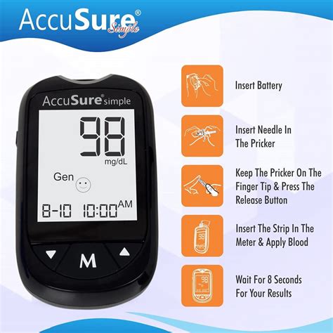 AccuSure Instant Digital Simple Glucometer Kit With 25 Strips 10