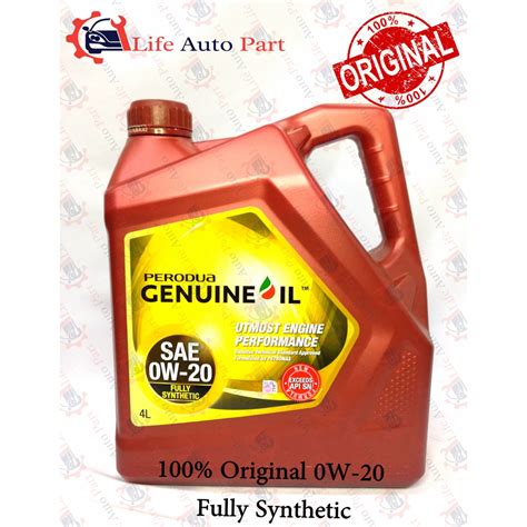 Original Perodua Engine Oil 0W 20 Fully Synthetic 4L Axia Bezza Myvi