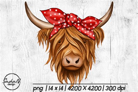 Highland Cow With Red Bandana Sublimate Graphic By Sashanikart