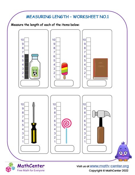 First Grade Worksheets Measuring Length Math Center