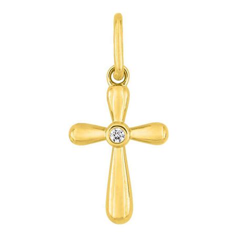 Croix bombée Or jaune 18ct diamant PremierCadeau