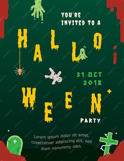 Premium Vector Halloween Party Invitation Card Template