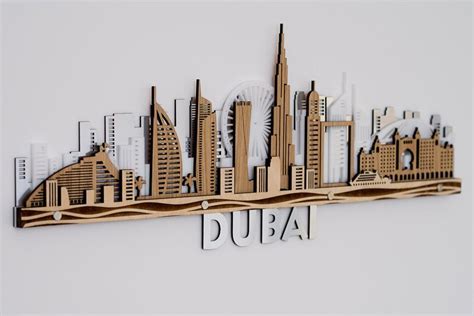 Dubai Skyline D Layered Wooden Cityscape Laser Cut Wall Art Etsy