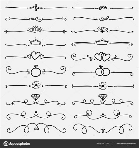 Set Decorative Calligraphic Elements Decoration Handmade Vector Illustration Stock Vector Image