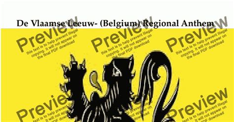 De Vlaamse Leeuw Flanders Belgium Regional Anthem The Flemish Lion