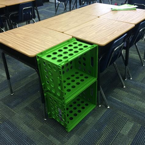 Use crates to make a supply station for each group of desks. | 35 Cheap And Ingenious Ways To ...