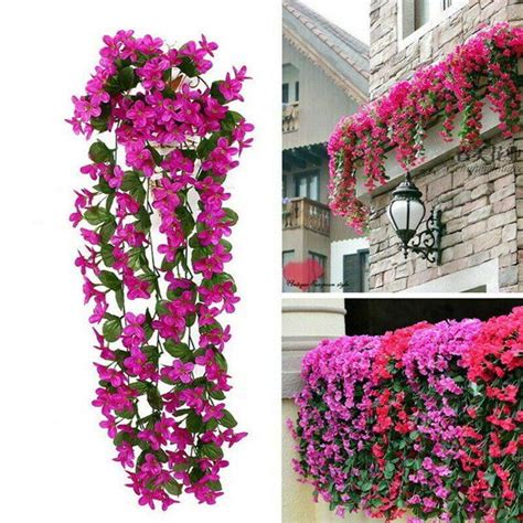 Artificial Violet Hanging Flowers Vines Plants Home Garden Indoor