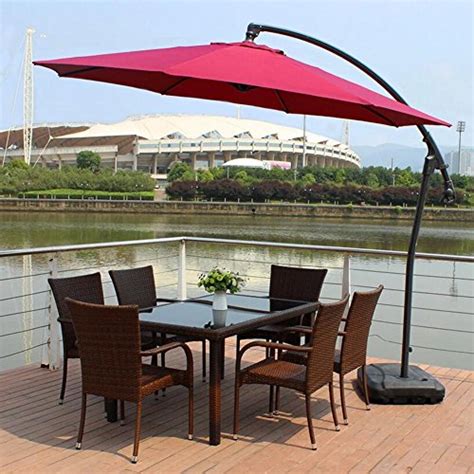 Sunnyhome007 Adjustable Premium Offset 10 Ft Aluminum Patio Umbrella