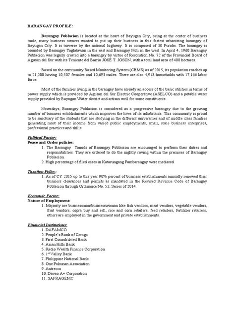 barangay profile barangay poblacion  located   heart  bayugan